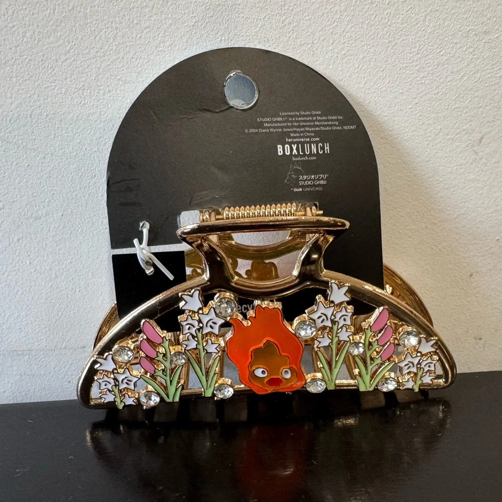 Studio Ghibli Howl's Moving Castle Calcifer Floral Metal Claw Clip